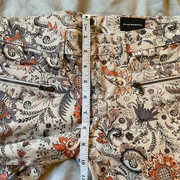 Club Monaco bohemian plaid print jeans 98% cotton  size  00 (XS) - Picture 4 of 8